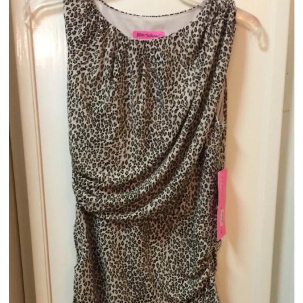 Betsey Johnson Leopard Animal Print Ruched Dress